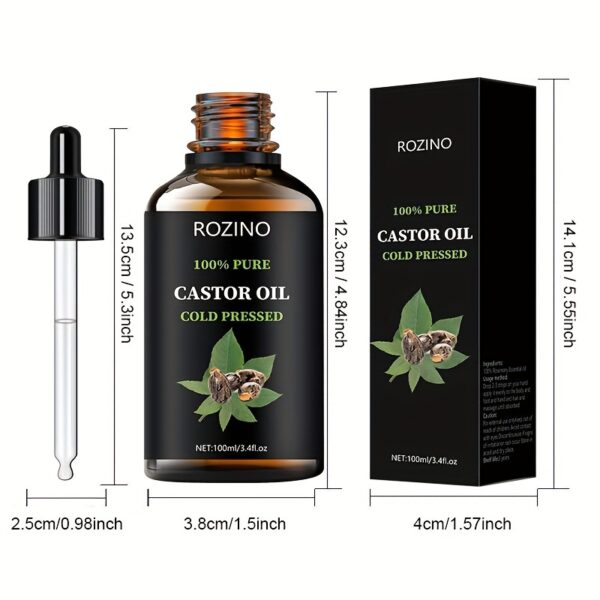 ROZINO Unrefined Castor Oil, Cold Pressed for Hair, Eyelashes, Eyebrows, Skin & Nails Care, Hypoallergenic, All Skin Types, Unisex-adult, Drying Effect, Skin Care Ingredient - Image 5