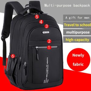 Large Capacity Travel Backpack for Men - Durable Nylon, Adjustable Straps, Multi-Compartment Business and School Bag, Black, Backpack for Travel
