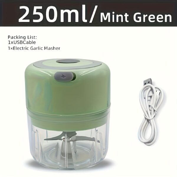 1pc, 250ml Capacity, USB Rechargeable Cooking Machine, Kitchen Garlic Mixer, Small Automatic Cooking Machine, Multi Scene Use Tools, Various Colors, Kitchen Supplies - Image 6