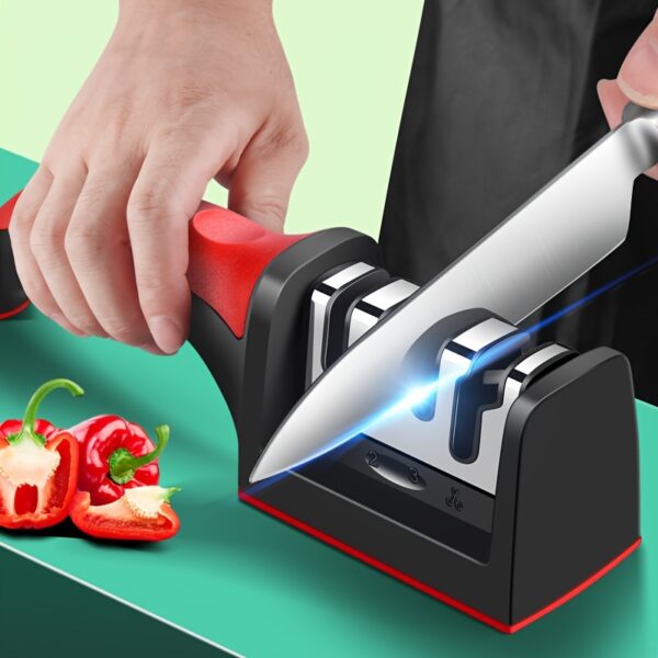 1pc Outdoor Knife Sharpener, 4 Stages Professional Kitchen Sharpening Stone Grinder, Knives Whetstone Tungsten Diamond Ceramic Sharpener Tool Kitchen Accessories - Image 2
