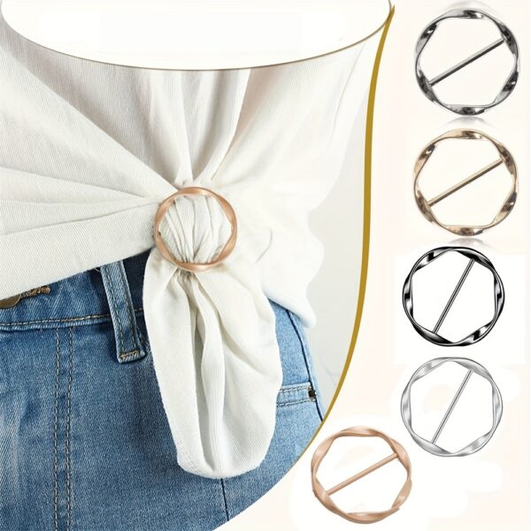 5pcs Versatile Metal Scarf & T-Shirt Clips - Effortless Knotting and Waist Cinching Accessories for Sewing, Knitting, and DIY Crafting - Easy to Use, Adjustable, and Reusable - Image 13