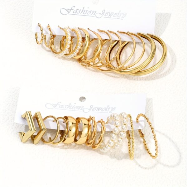 12 Pairs Of Classic Fashion Several C-ring Ladies' Earrings Set Holiday Couple Girls' Jewelry Gifts - Image 4