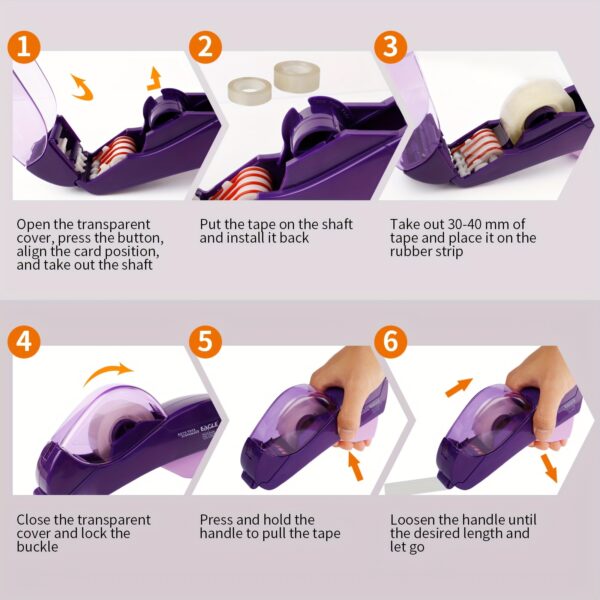1-Roll 0.5 Inch (12 mm) and 1-Roll 0.75 Inch (19 mm) Tape Included Automatic Tape Dispenser Gun - Single Handheld Design for Efficient Gift Wrapping, Perfect for Christmas and Home Use - Free Bonus Tapes - Image 6