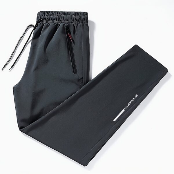 Men's Fashionable Letter Print Elastic Waist Trousers - Breathable, Casual, Zipper Pockets, Drawstring Design - Ideal for Outdoor Activities, Travel, Hiking, and Gift-Giving - Image 12