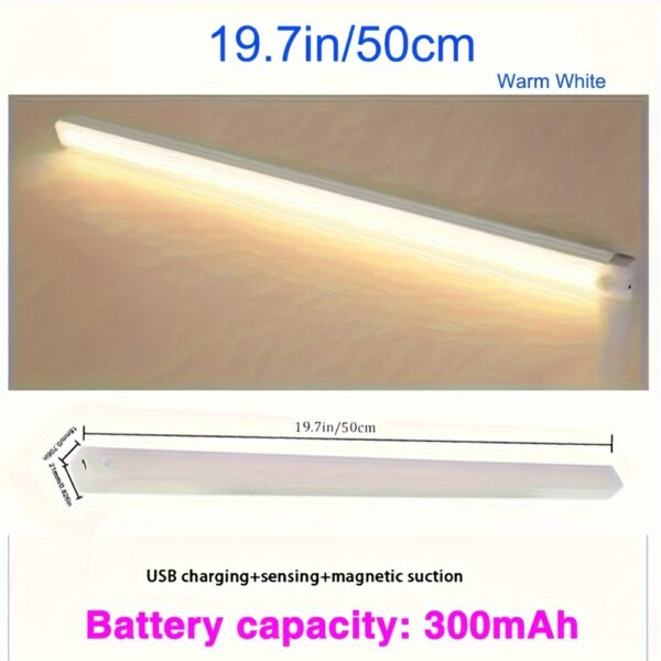 1 PCS LED Motion Sensor Cabinet Light, Counter Wardrobe Lighting, Wireless Magnetic USB Rechargeable Kitchen Night Light, Battery Operated Light for Instant Lighting in Wardrobe Cupboard Cabinet Stairs Hallway Rack - Image 9