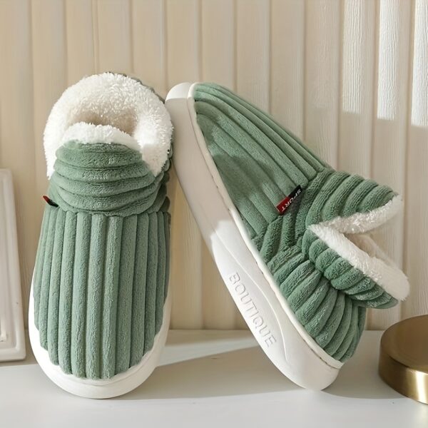 Cozy Winter Plush-Lined Slipper Boots for Women - Thick Sole, Indoor/Outdoor Warmth, Soft Fabric, Available in Gray, Pink, Green, Blue, Brown with EVA Sole, Hand Washable - Image 11