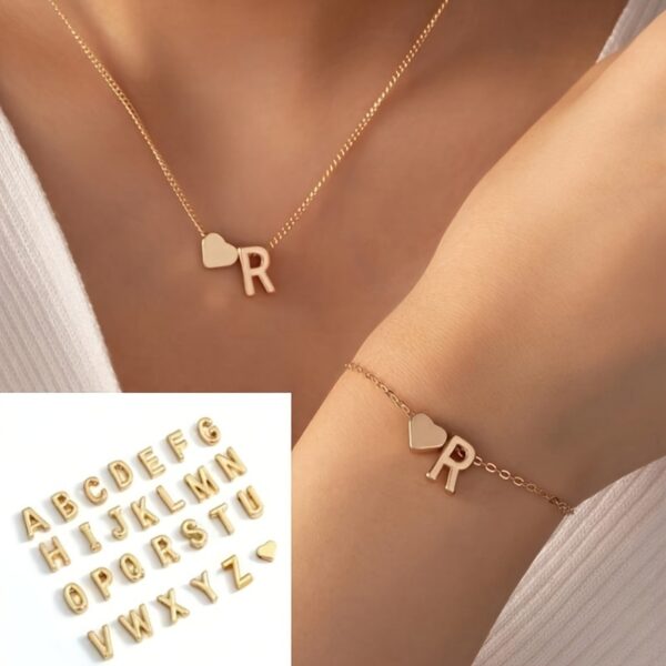 1 Necklace + 1 Bracelet Minimalist Style Jewelry Set Trendy Letter Design U Got An Alphabet To Choose Match Daily Outfits Party Accessories - Image 6