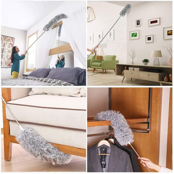 Extendable Microfiber Duster - 63.5-142.24cm Stainless Steel Handle, Reusable & Washable for Ceiling Fans, High Ceilings, Blinds, Furniture & Car Cleaning - Image 9