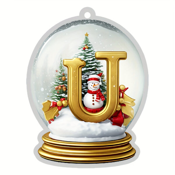 Acrylic Crystal Globe Christmas Ornament with Snowman Figurine - Hanging Alphabet Letters A-Z, Art Deco Style, Thanksgiving & Christmas Tree Decor, No Battery Required - Image 25