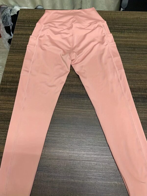 [Stretchy Yoga Pants] Pink Stretchy High-Waisted Women's Yoga Pants - Casual Solid Color Polyester Knit Fabric, Regular Fit for Spring/Summer/Fall, 92% Polyester 8% Elastane, 250g/m² - Image 7