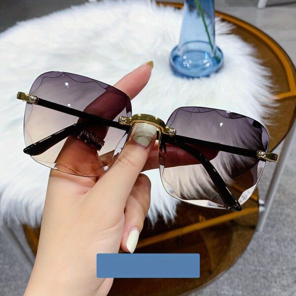 Square Rimless Fashion Fashion GlassesFor Women Men Summer Gradient Sun Shades For Vacation Beach Travel (Not Include Glasses Case) - Image 5