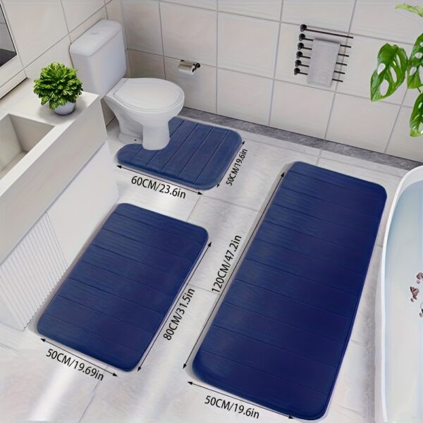 3pcs Memory Foam Strip Bath Mats, Fast Absorbent Washable Bath Mat, Non-slip Thickened Bath Rug, Machine Washable Carpet, Soft And Comfortable, Shower Room Carpet, kitchen Area Rugs, Laundry, bedrooom, shower, indoor mat, Bathroom Accessories - Image 10