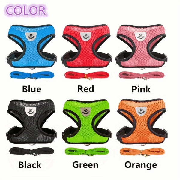 Reflective Pet Harness And Leash Set For Dogs And Cats, Adjustable Puppy Cat Vest Harness With Soft Mesh - Image 10