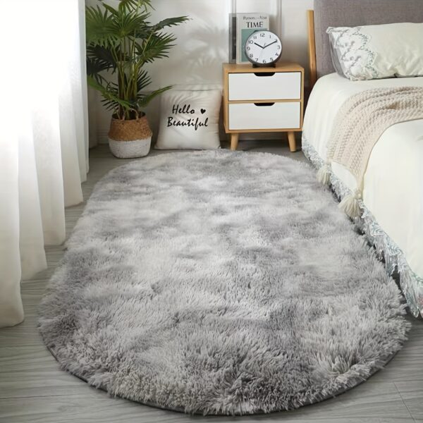 Soft Polyester Plush Oval Area Rug for Bedroom and Living Room - Hand Washable, Perfect for Coffee Table and Doorway Decor - Image 2