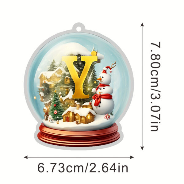 Acrylic Crystal Globe Christmas Ornament with Snowman Figurine - Hanging Alphabet Letters A-Z, Art Deco Style, Thanksgiving & Christmas Tree Decor, No Battery Required - Image 14