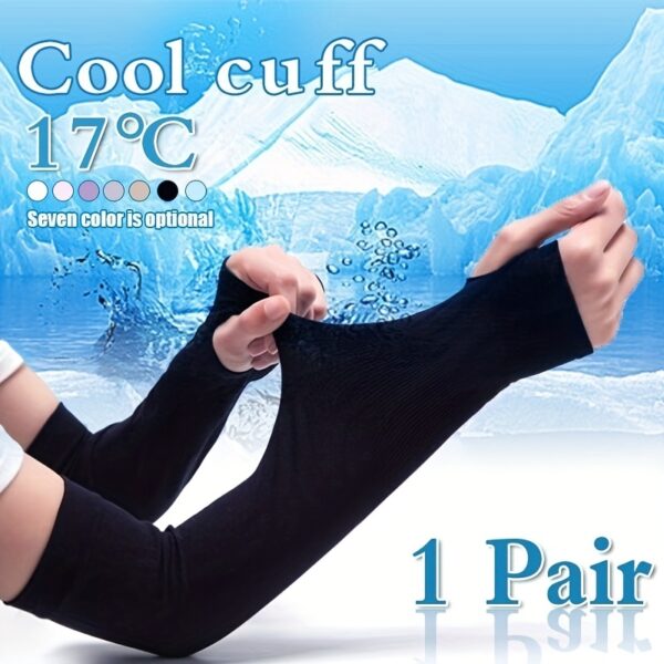 2pcs Women's Ice Sliky Fiber Fabric Arm Sleeve Cooling Hand Covers for Running, Fishing, Cycling - Image 8