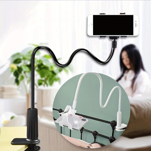 Gooseneck Phone Holder Bed Flexible Arm, Overall Length 75.01 Cm, 360 Adjustable Clamp Clip, Overhead Cell Phone Mount Stand For Bed, Desk, All Cellphone - Image 3