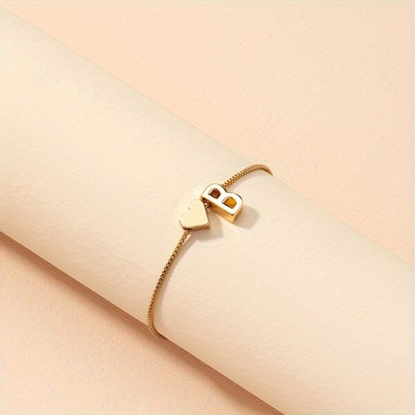 1pc Mini Love Heart Letter Beads Thin Chain Bracelet Simple Minimalist Hand Chain Jewelry - Image 6