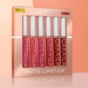 6Pcs 24 Hour Long Lasting Matte Liquid Lipstick Set, Waterproof Dark Red Lip Stain Makeup for Women, Valentine's Day Gifts, Music Festival Lip Gloss Sets