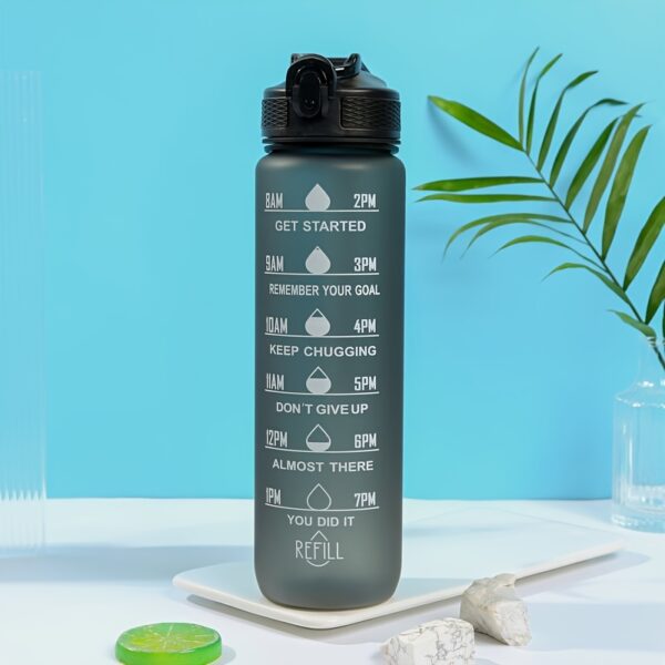 1000ml Gradient Sports Water Bottle with Straw - Leak-proof, Marked Scale, & Frosted Grip for Fitness Enthusiasts - Image 13