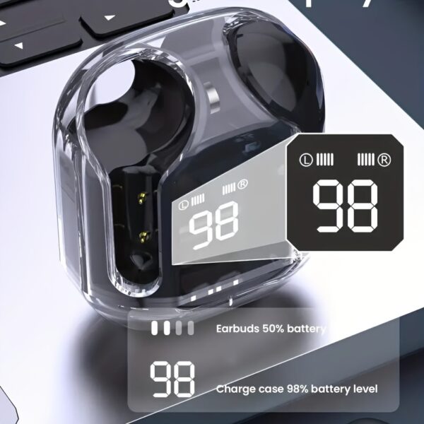 Transparent Wireless Earbuds Wireless 5.3 Headphones with ENC Noise Canceling Earphones, HiFi Dual Stereo Microphone Mini In-Ear Earbuds with Charging Case And LED Digital Display Sports Headset, Wireless Earbuds, Noise Canceling, HiFi, Sports Headset - Image 2