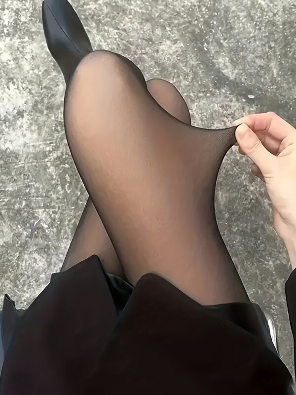 Fake Translucent Thermal Pants, High Rise Slim Elastic Tights For Fall & Spring, Women's Lingerie & Sleepwear - Image 7
