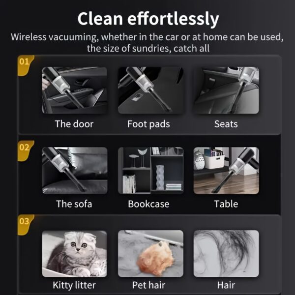 Car Vacuum Cleaner, Double Battery Large Capacity, Large Suction Power, Home And Car Dual-use, Wet And Dry, Portable And Compact - Image 4