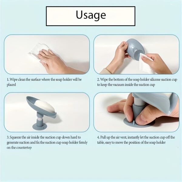 1pc Leaf-Shaped Soap Box Drain Soap Rack Bathroom Accessories Suction Cup Soap Dish Tray Soap Dish Bathroom Soap Box Bathroom Receiver - Image 11