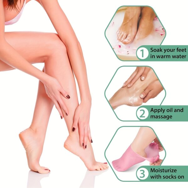 Silicone Gel Moisturizing Socks Aloe Socks Pedicure Socks For Dry Cracked Feet Heel And Softening Rough And Dead Skin - Image 8