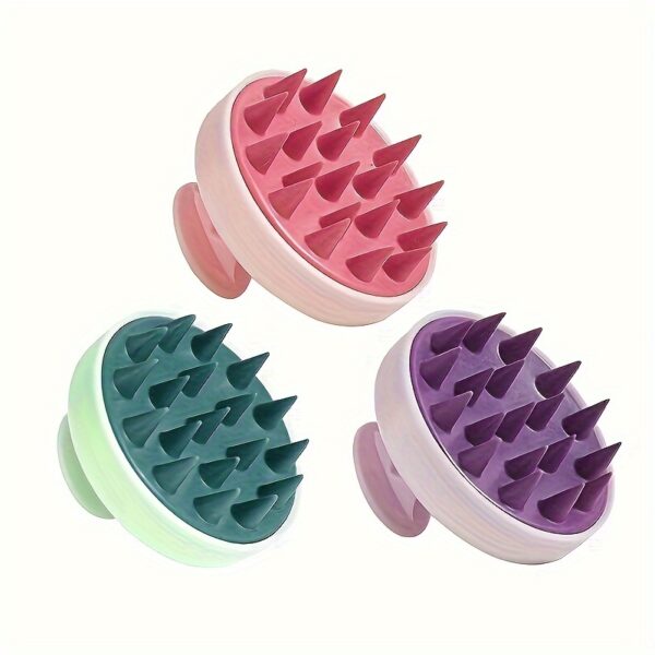 Manual Silicone Head Massager Brush - Gentle Exfoliating Scalp Massage Comb for Hair Growth & Light Beige Health, Soft Light Beige-Friendly Design, No Battery Needed, 3 Colors (Light Blue, Green, Black) - Image 2