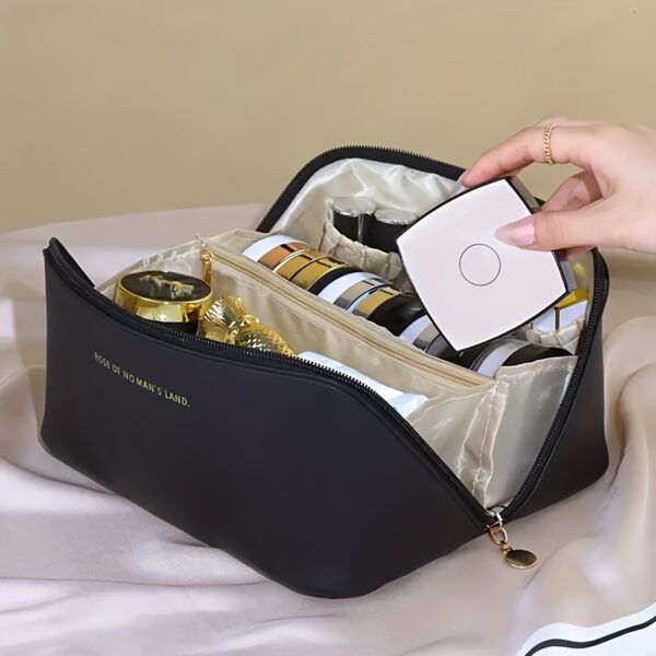 Fashion PU Pillow Cosmetic Bag Portable Travel Storage Bag Handbag Large Capacity Toiletry Bag Partition Classification Maternal And Child Shared Toiletry Storage Bag Christmas, Halloween, Thanksgiving Day Gift - Image 3