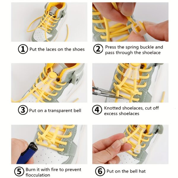 1 Pair Round Elastic Shoelaces, No Tie Shoelaces For Sneakers Casual Shoes Skate Shoes - Image 9