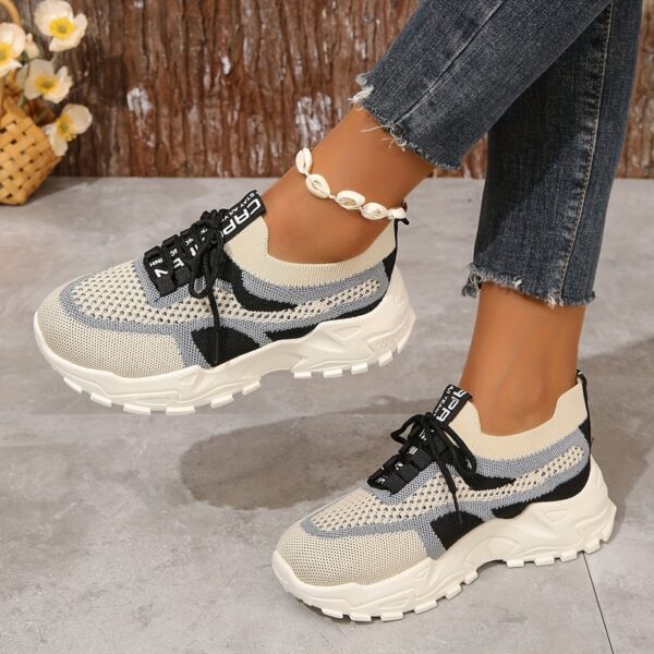 Women's Breathable Mesh Platform Sneakers, Casual Lace Up Outdoor Shoes, Comfortable Low Top Sport Shoes plus size - Image 21