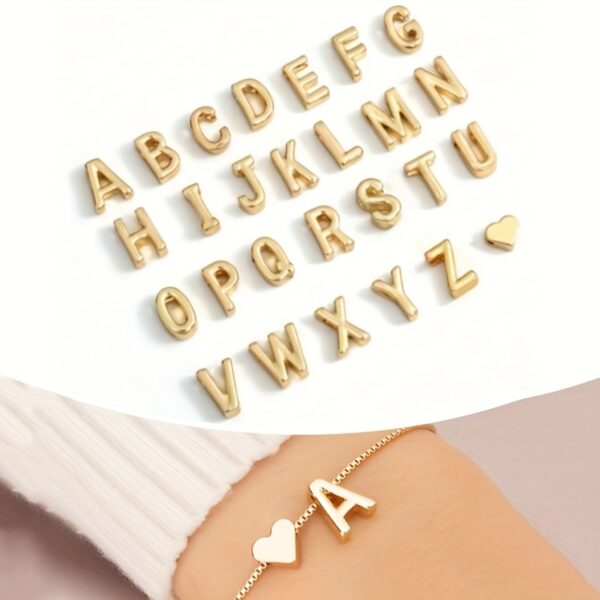 1pc Mini Love Heart Letter Beads Thin Chain Bracelet Simple Minimalist Hand Chain Jewelry - Image 3