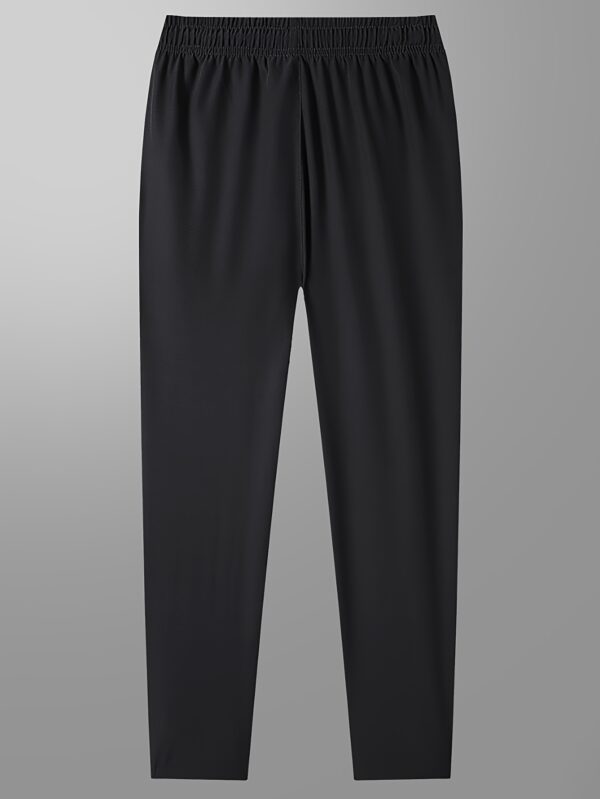 Men's Fashionable Letter Print Elastic Waist Trousers - Breathable, Casual, Zipper Pockets, Drawstring Design - Ideal for Outdoor Activities, Travel, Hiking, and Gift-Giving - Image 9