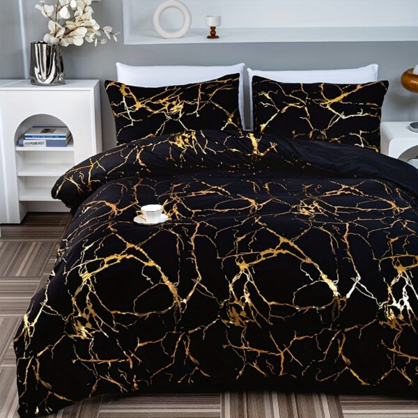 3pcs Classic Hot Stamping Texture Quilt Cover Set - Image 11