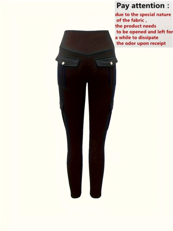 Solid Color Butt Lifting Yoga Leggings With Pockets, Running Sports Tight Pants, Women's Activewear For Fall & Winter - Image 10