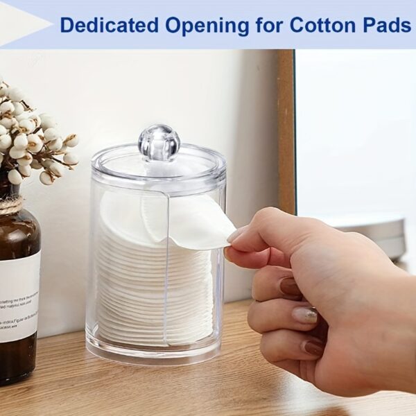 1/2/3pcs Clear Acrylic Makeup Organizer With Cotton Pad Swab Holder And Makeup Pads Jar - Efficient Cosmetic Storage Box For Makeup And Skincare Products - Image 2