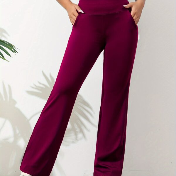Solid Color Casual Yoga Pants, High Elastic Running Fitness Workout Quick Drying Pants, Women's Activewear - Image 14