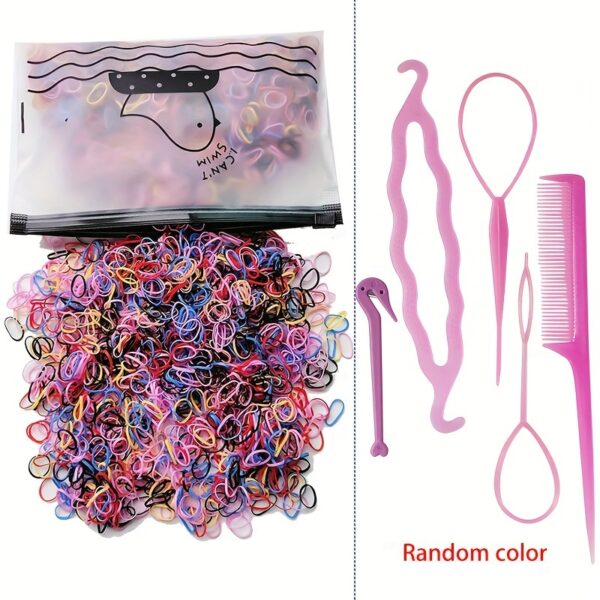 1505pcs Mini Colorful Hair Ties & Styling Tools, Perfect for Girls Hair Accessories, Ideal Choice for Gifts - Image 3