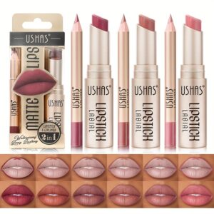 Golden Box Matte Lipstick + Lip Liner Lasting Waterproof Nude Lipstick 24 Hour Waterproof Velvet Nonstick Cup Lipgloss Lip Stain Pigmented Lip Makeup Valentine's Day Gifts