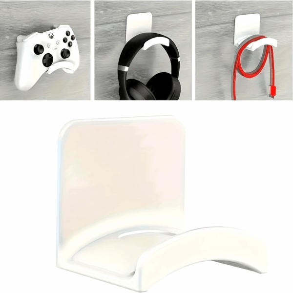 Easy-to-Install Drill-Free Wall-Mounted Headphone Holder - Waterproof Plastic Storage Hook for Headphones, Perfect for Bedroom, Bathroom, Office and Dormitory Organization, Utility Hooks - Image 12