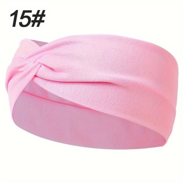 1pcs Solid Color Headband Twist Knotted Hair Band Elastic Hair Band Non Slip Sweat Band Headwear - Image 13