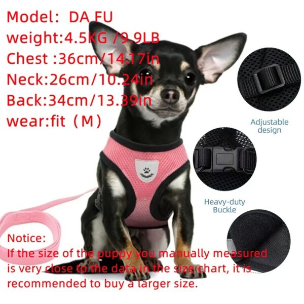 Dog Harnesses Leash, Mesh Cloth Pet Collars, Puppy Breathable Reflective Lead Dog Rope, Adjustable Pet Supplies - Image 4