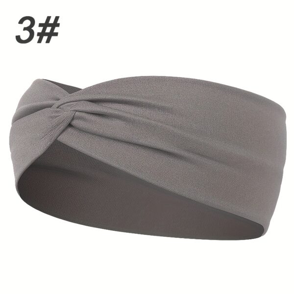 1pcs Solid Color Headband Twist Knotted Hair Band Elastic Hair Band Non Slip Sweat Band Headwear - Image 20