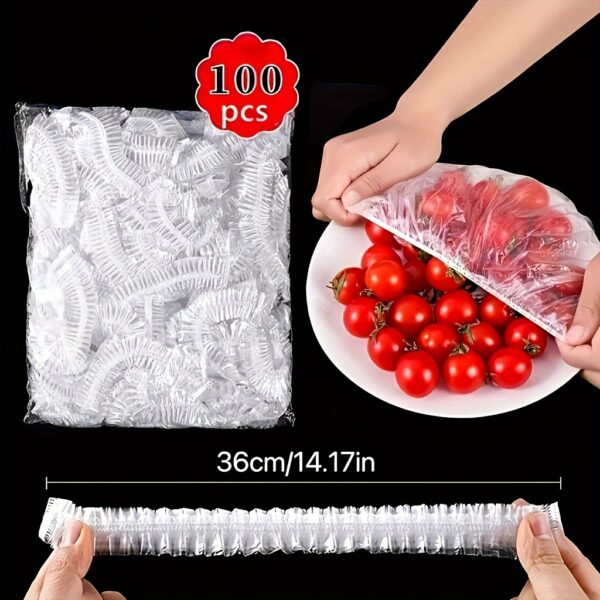[Hot-Sale] 100pcs Colorful Disposable Cling Film Covers - Food Grade Plastic, Perfect for Kitchen, Picnics & BBQs - Image 2