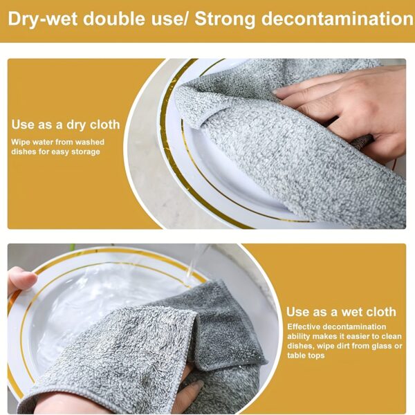 10pcs Ultra-Absorbent Quick-Dry Microfiber Cleaning Cloths - Thick Bamboo Charcoal Fiber Towels for Cars & Kitchens, Non-Stick Oil, Washable & Reusable - Image 5