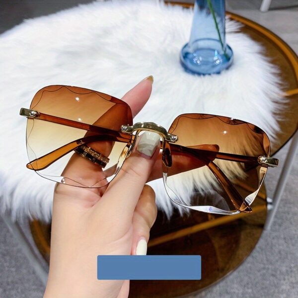Square Rimless Fashion Fashion GlassesFor Women Men Summer Gradient Sun Shades For Vacation Beach Travel (Not Include Glasses Case) - Image 10