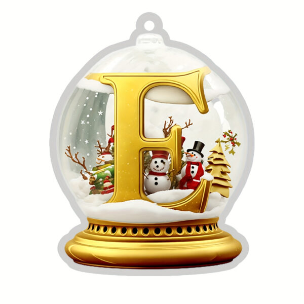Acrylic Crystal Globe Christmas Ornament with Snowman Figurine - Hanging Alphabet Letters A-Z, Art Deco Style, Thanksgiving & Christmas Tree Decor, No Battery Required - Image 9