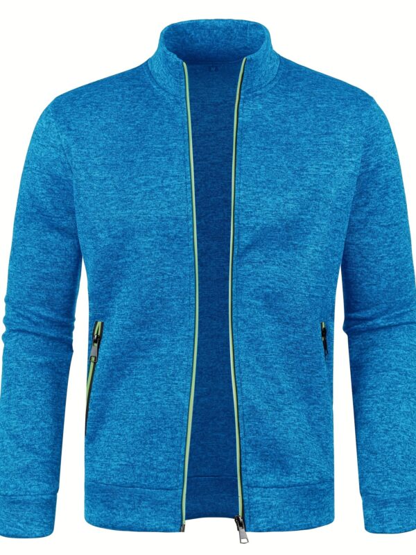 [Full Zip Up Cardigan Sweater] Elegant Mid Stretch Cardigan, Men's Casual Full Zip Up Cardigan Sweater Coat For Fall Winter - Image 2
